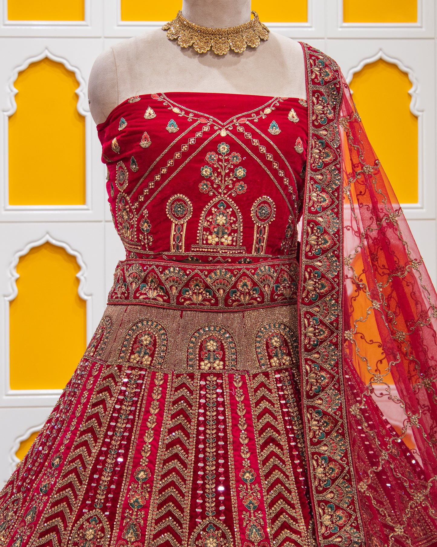 Maroon Hand Work Velvet Bridal Lehenga Art-K1