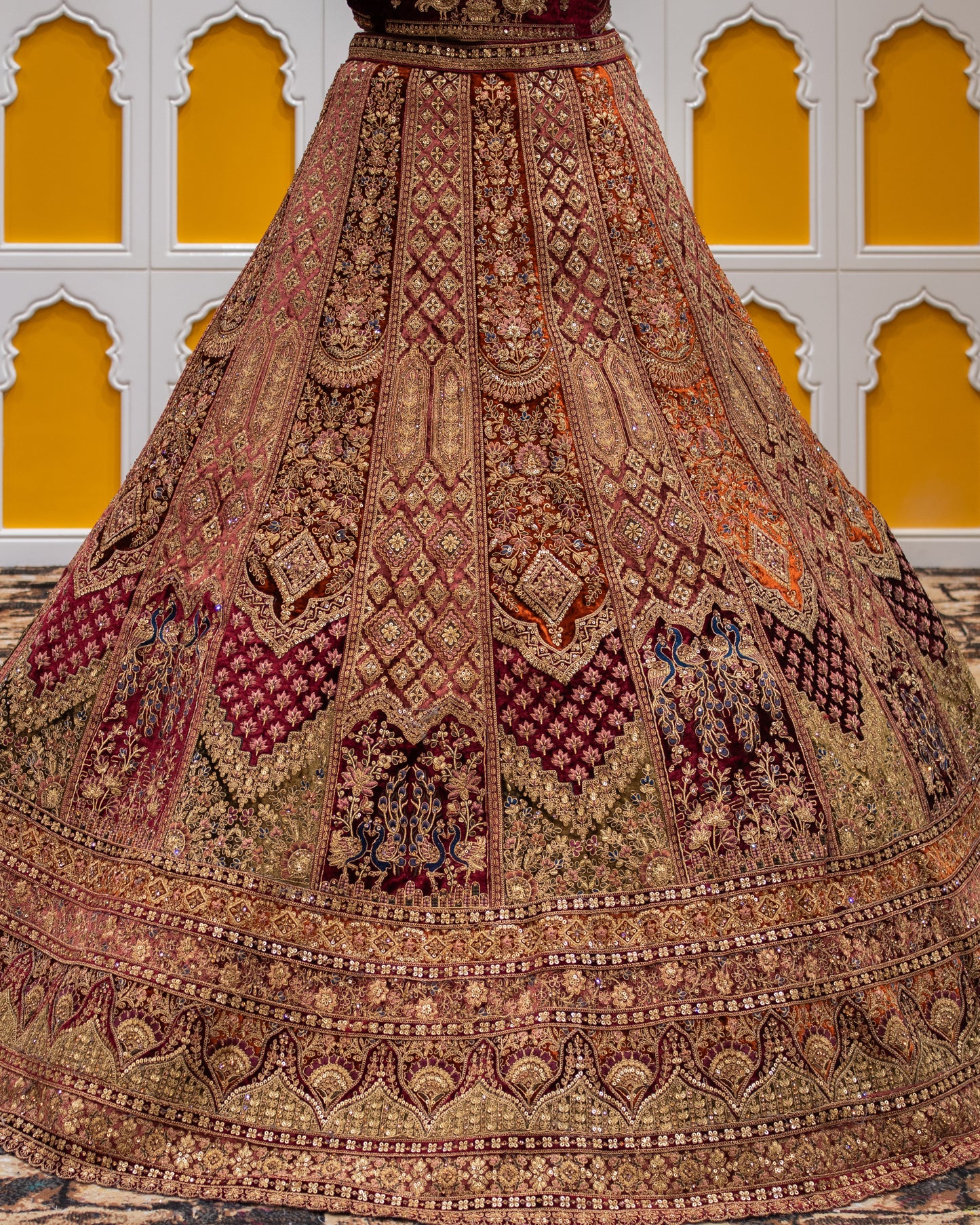 Maroon Pita Zari Work Bridal Lehenga