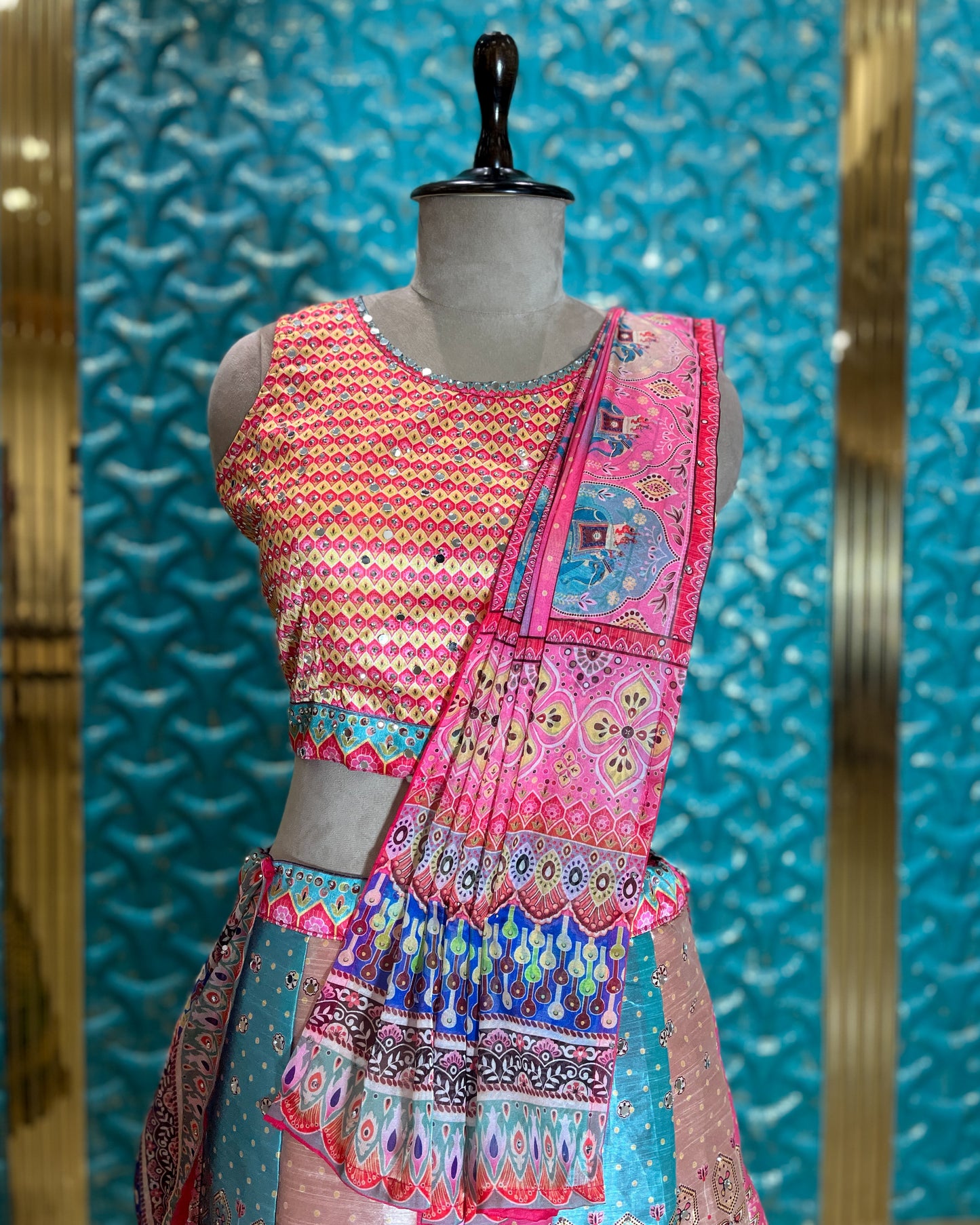 Crop Top Lehenga Pink B-80331-10 A2007