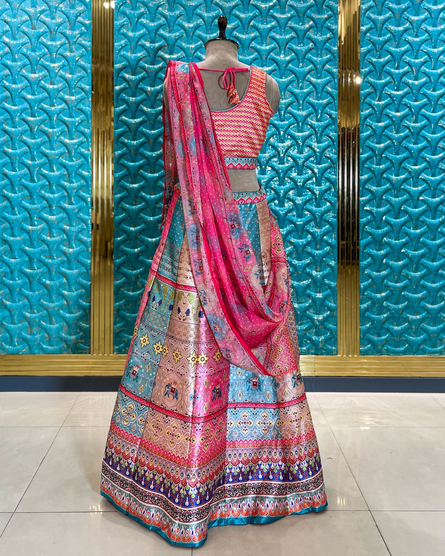 Crop Top Lehenga Pink B-80331-10 A2007