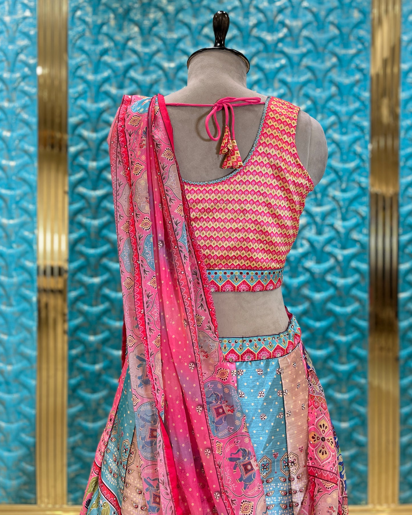 Crop Top Lehenga Pink B-80331-10 A2007