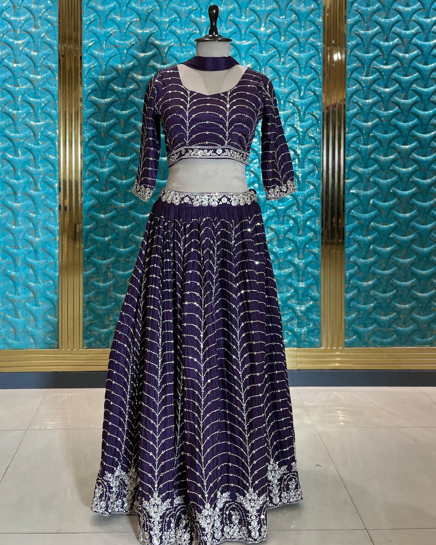 Crop Top Lehenga Dark Purple ADDA-114 A2018