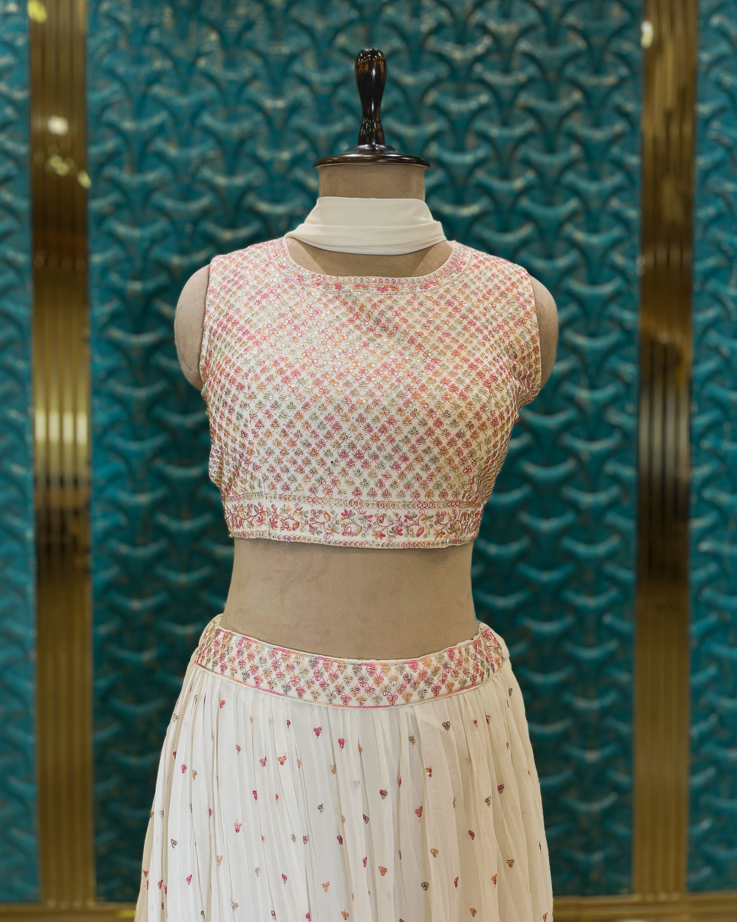 Crop Top Lehenga Cream 405 A2018