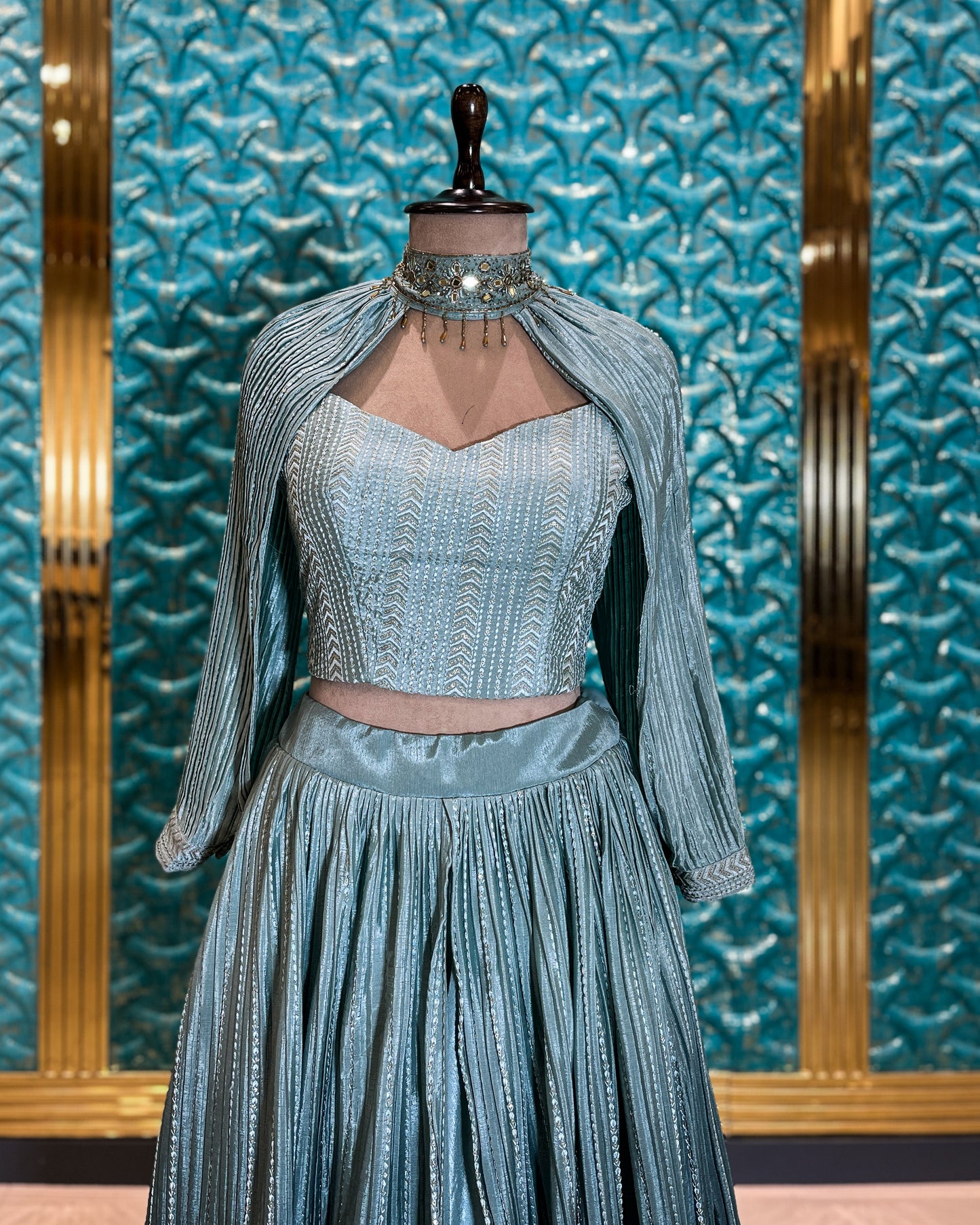 Crop Top Lehenga Aqua 9577 A2016