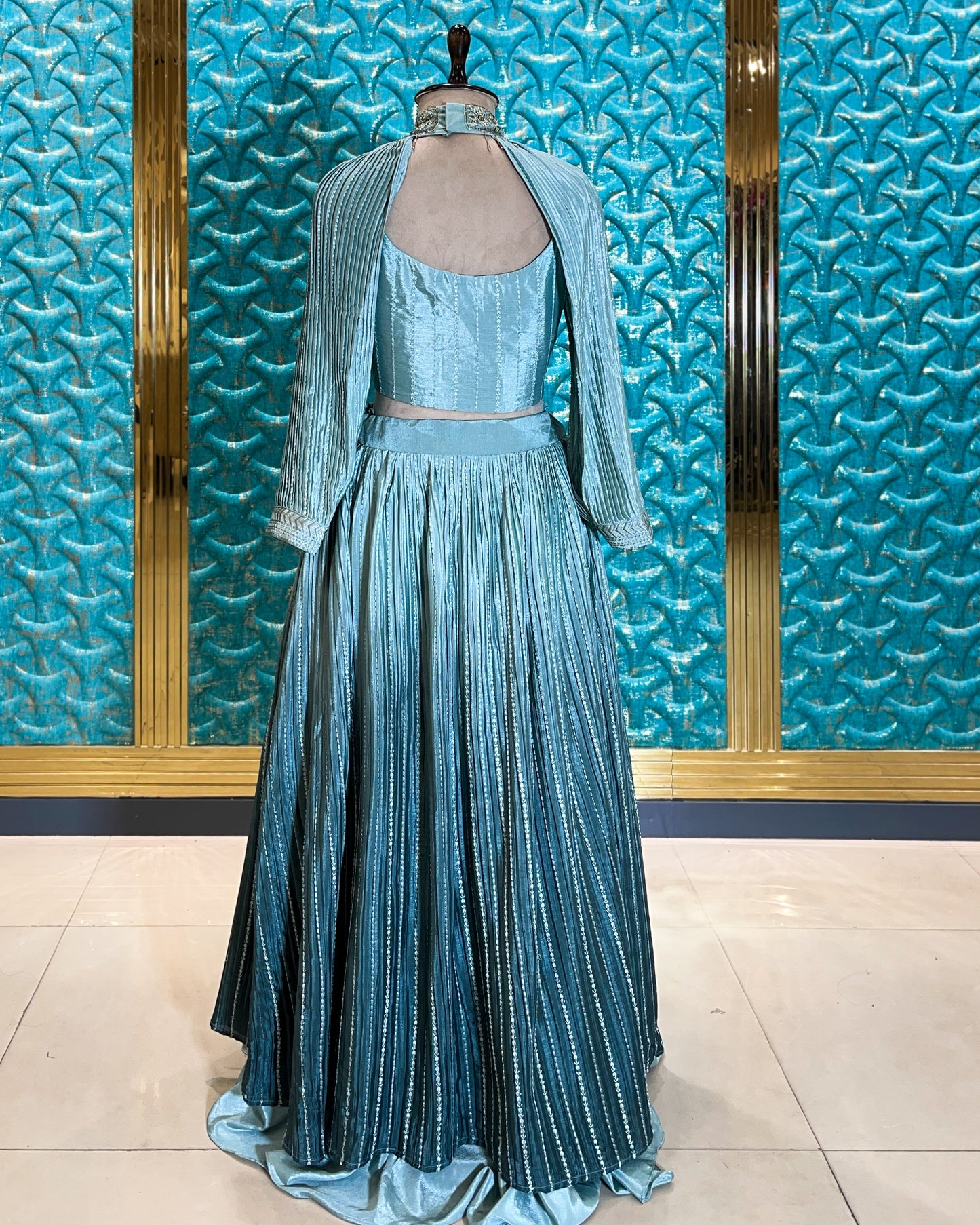 Crop Top Lehenga Aqua 9577 A2016