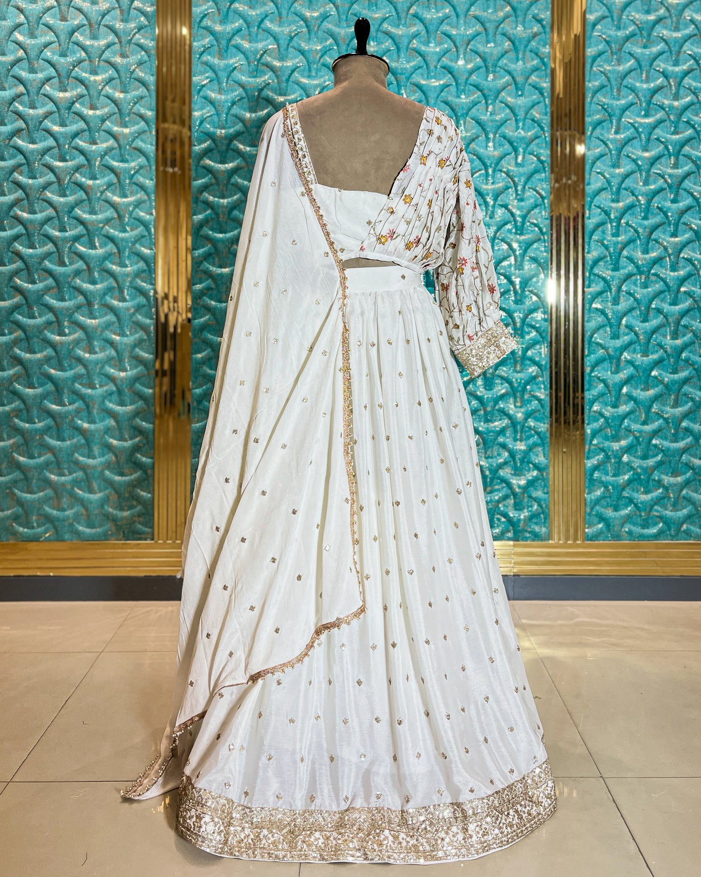 Crop Top Lehenga Cream 9708 A2016