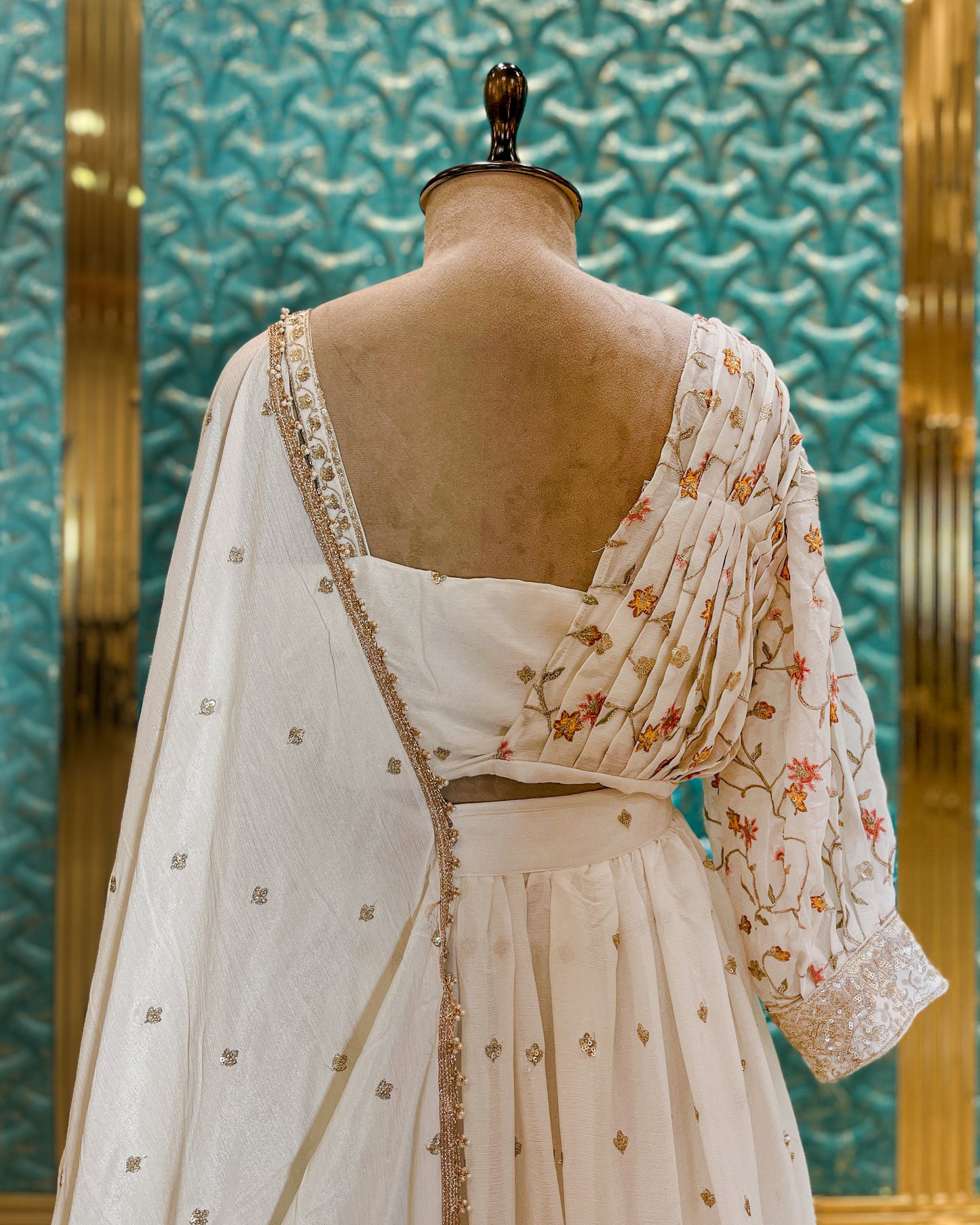Crop Top Lehenga Cream 9708 A2016