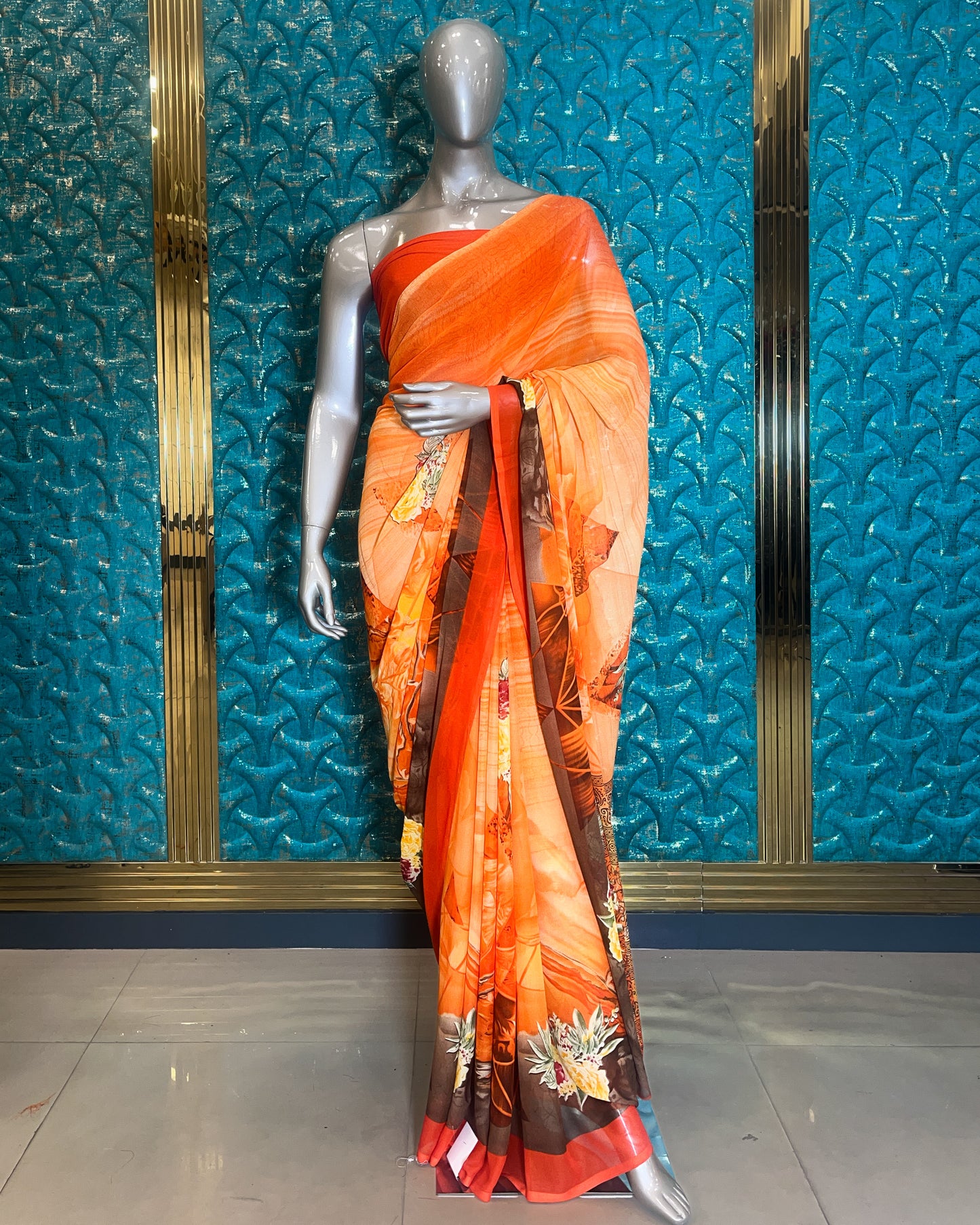 Saree Orange 18402-G A1033
