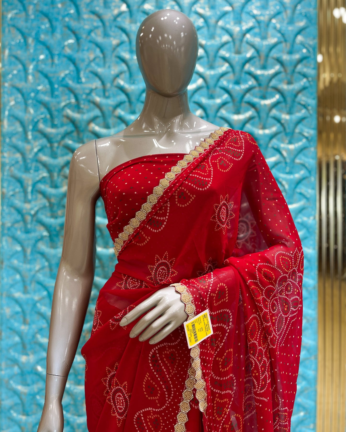 Saree Red Bandhej Print KASVI A1047