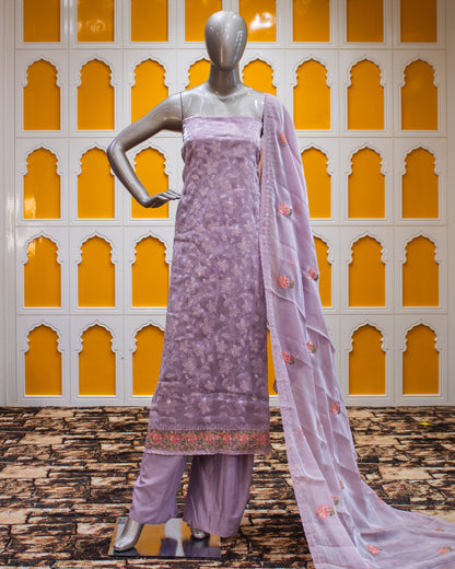 Light Purple Water Sequence Work Salwar Suit Fabric