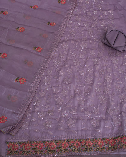 Light Purple Water Sequence Work Salwar Suit Fabric